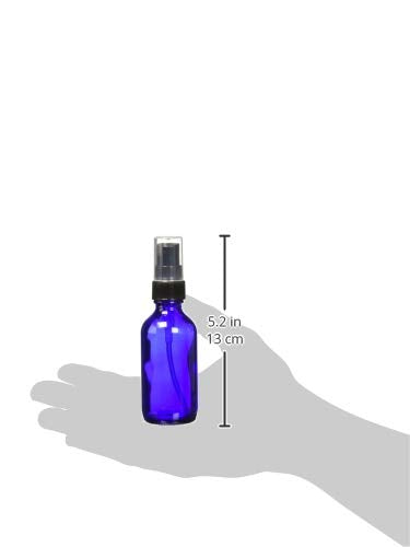 Vivaplex 2 oz Glass Bottles, with Black Fine Mist Sprayers, Cobalt Blue, 12-Count (Pack of 2)