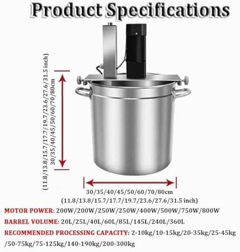 Automatic Commercial Pot Stirrer - 40L Electric Food Mixer with Adjustable Speed, Ideal for Soup Sauce Mixing, Efficient Kitchen Mixer for Large Volume Cooking