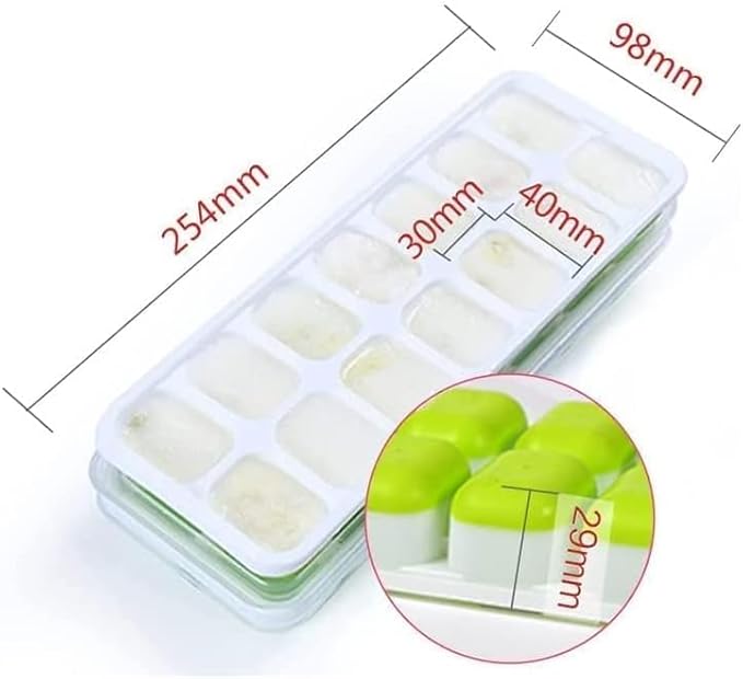 Set of 4 Stackable Silicone Ice Cube Trays with Removable Lids - Flexible, Spill-Resistant, Dishwasher Safe (Black)