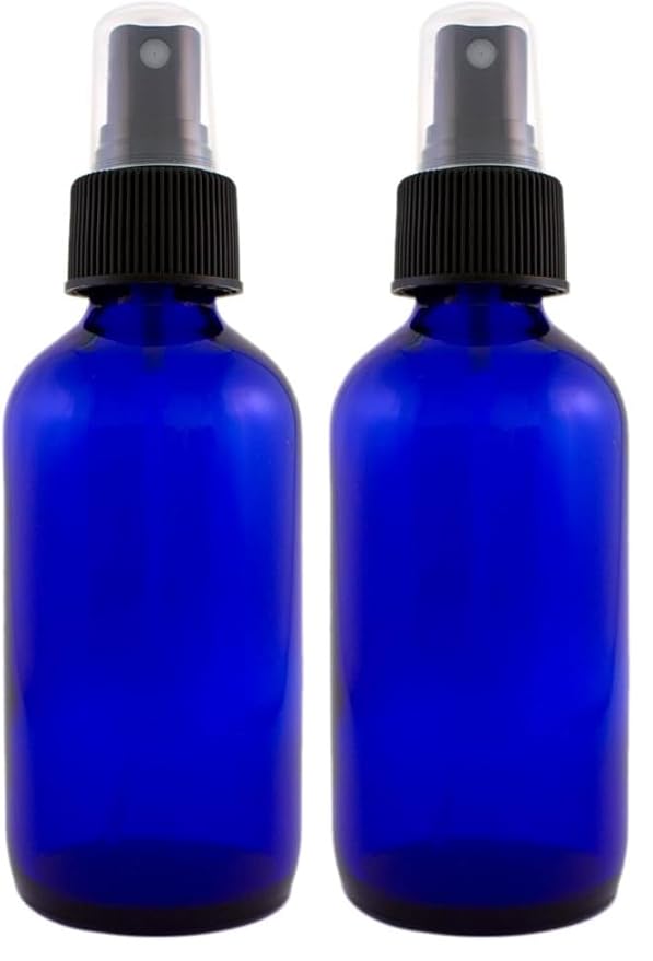 GreenHealth 4 fl oz Cobalt Blue Glass Bottle with Black Spray Cap (Single) (Pack of 2)