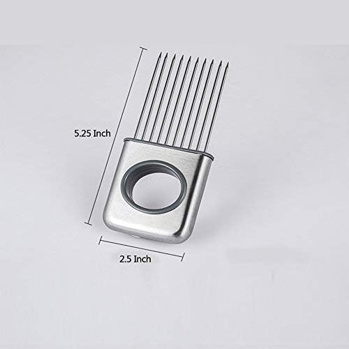 Stainless Steel Onion Cut Holder Slicer With 10 Even Prong Easy Hold Vegetable To Cut Tomato Lemon Potatoes And Loosen Meat Kitchen Tools(Silver)