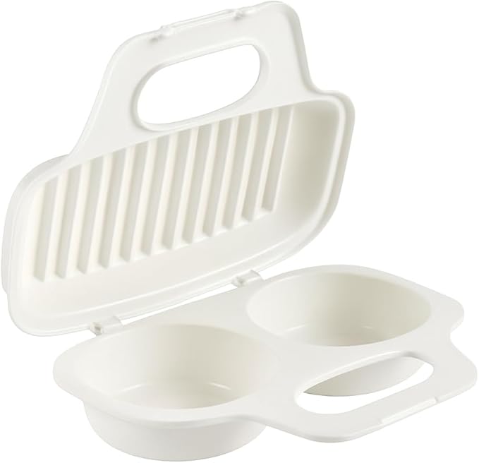 Microwave Egg Poacher BPA-Free by Dependable Industries Inc. Essentials – Quick & Easy 2-Cavity Egg Cooker for Perfect Poached Eggs in Minutes – Dishwasher & Microwave Safe