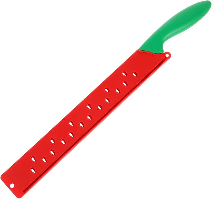 VALICLUD 17.12In Watermelon Cutter with Serrated Stainless Steel Blade and Protective Sleeve Fruit and Cake Slicer Kitchen Gadget for Home and Outdoor Use