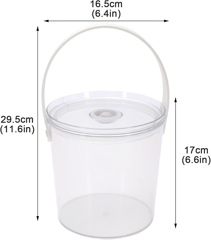 Ice Bucket with Airtight Lid, Champagne Bucket with Handle, Plastic Beverage Tub for Parties, Bar Cart Accessories for Wine, Drink, Beer Bottles, Clear