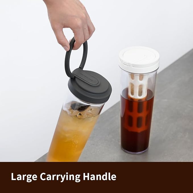 watchget Portable Cold Brew Coffee Maker 34oz/1L Iced Coffee Maker and Tea Brewer Leak-Proof Removable Fine Mesh Filter Perfect for Outdoor Camping Trip (White)