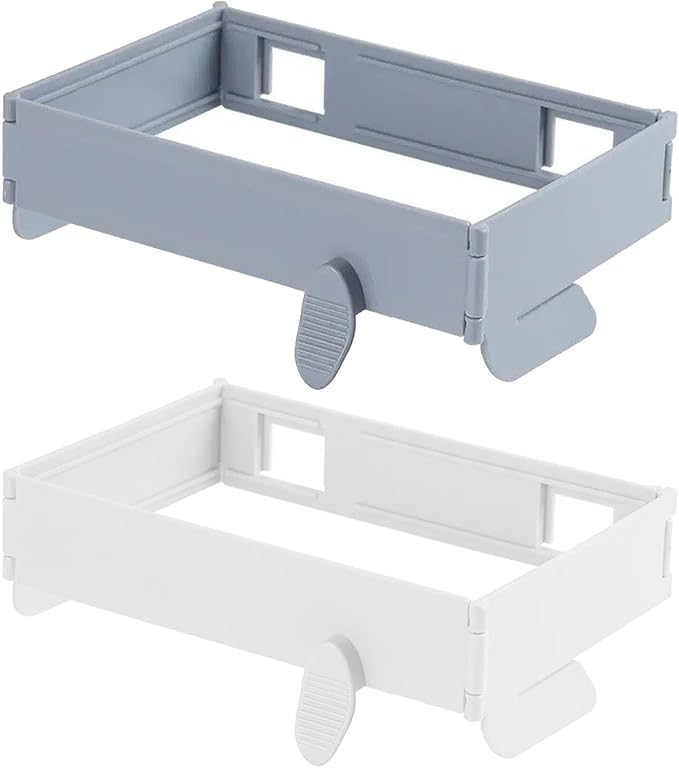 2Pcs Plastic Trash Bag Holder Rack, Folding Hanging Kitchen Trash Can, No Drill Adhesive Mounted Plastic Bag Holder, Space Saving Towel Hanger, Collapsible Garbage Can for Cabinets/Doors/Cupboards