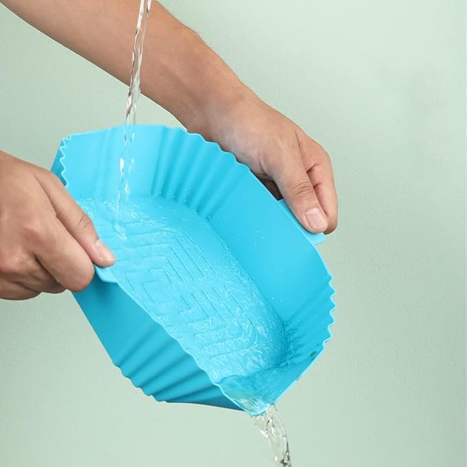 Silicone Air Fryer Liners,LYHOLKEER 4Pcs 7.6inch Square Airfryer Silicone Liners Reusable for 3-6QT Air Fryer,Replacement Of Flammable Parchment Paper,Food Safe,Easy to Clean,Air Fryers Accessories
