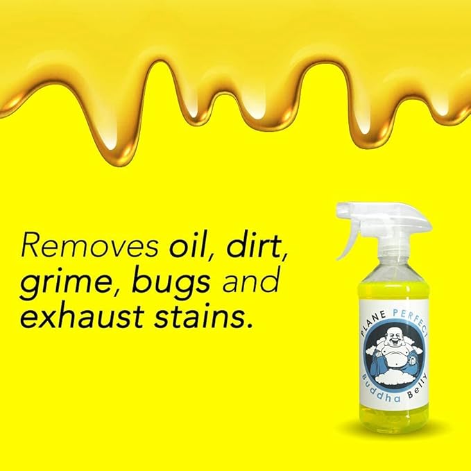 Plane Perfect Buddha Belly Oil & Grease Cleaner - Heavy Duty Aviation Grade Citrus Degreaser Spray - Multi Surface Cleaner for Automotive Engine, Aircraft, Car, Truck & RV | 16oz