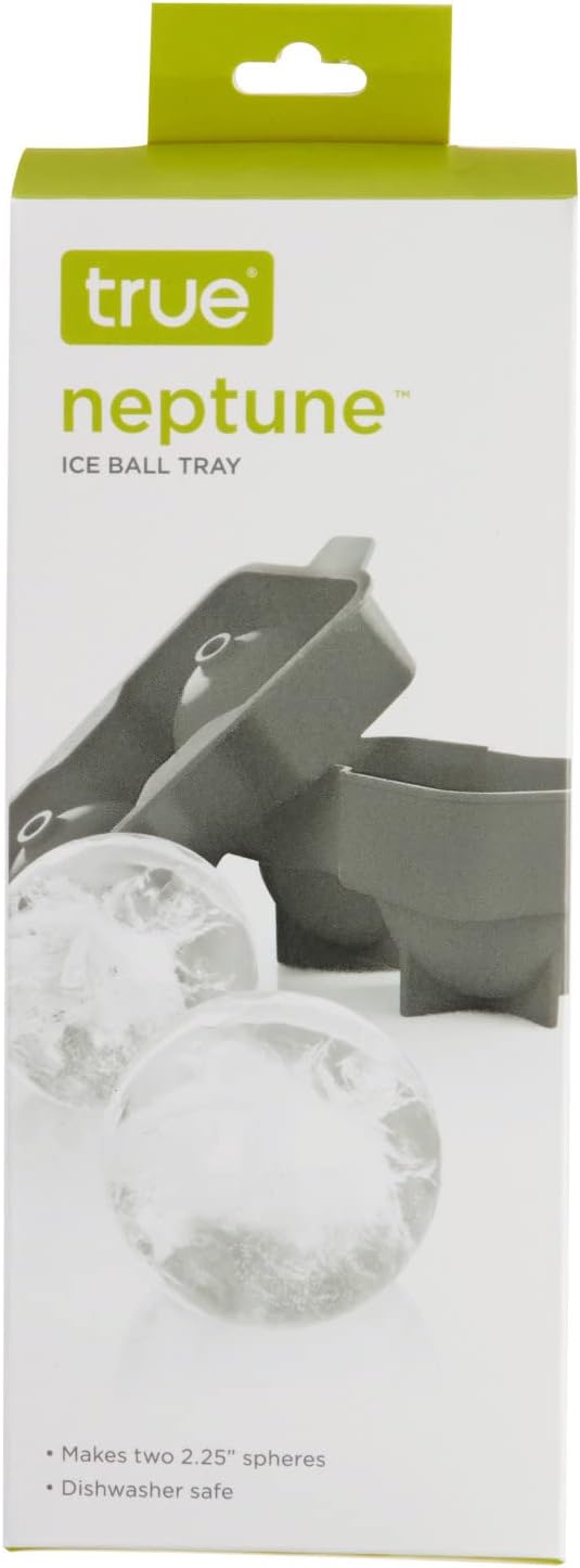 True Sphere Ice Tray, Silicone Mold for 2.25 Inch Extra Large Ice Balls, Easy to Release, Perfect for Whiskey, Bourbon, Cocktails, Mixed Drinks, Bar Cart Accessories, Home Bar Gifts, Set of 1, Grey