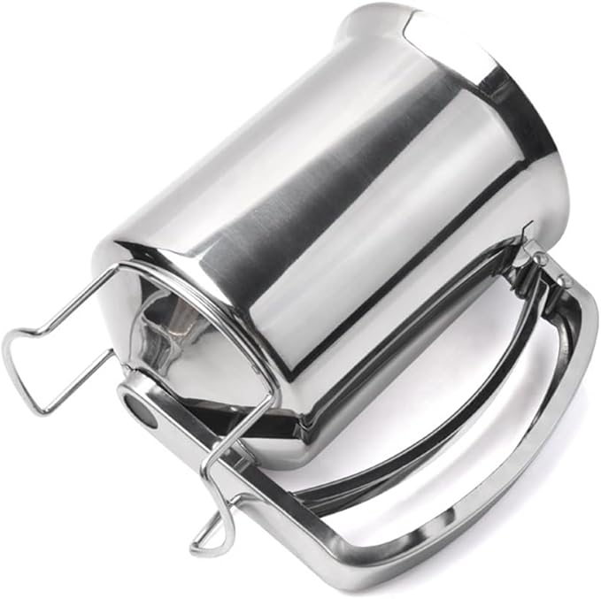 Premium Stainless Steel Batter Dispenser for Pancakes, Cupcakes, Cookies, Waffles & More - 900ML Handheld Pourer with Stand, Squeeze Handle, Unbreakable, Perfect for Various Baking (Stainless Steel)