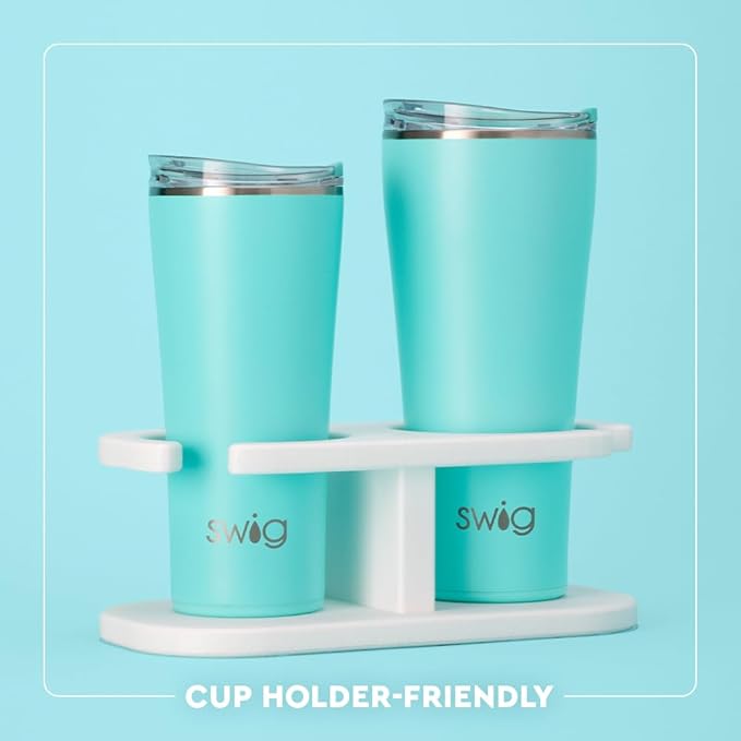 Swig Life 32oz Insulated Tumbler, Travel Coffee Tumbler with Lid, Cup Holder Friendly Travel Coffee Mug, Stainless Steel, 32 oz, Reusable Insulated Mug with Lid (Book Club)