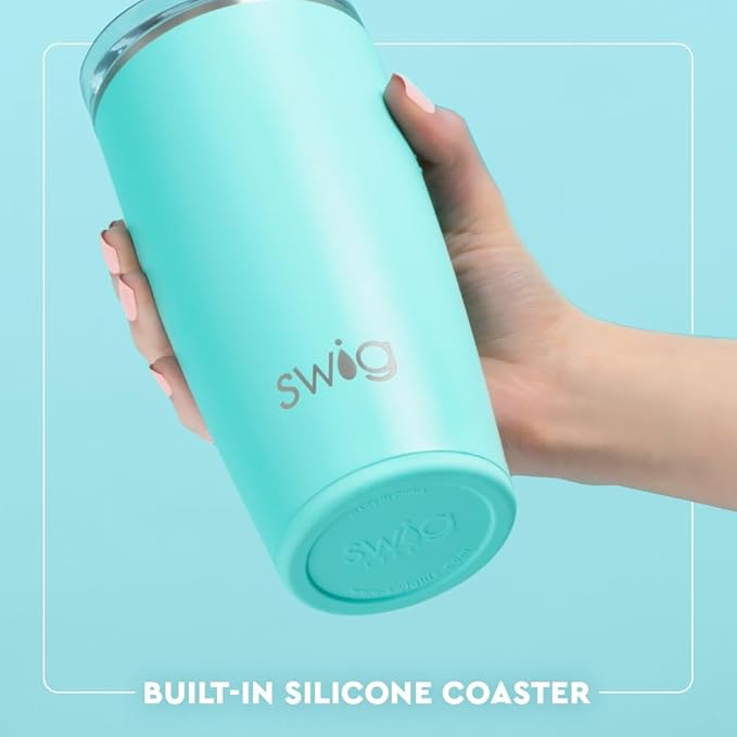 Swig Life 22oz Insulated Tumbler, Travel Coffee Tumbler with Lid, Cup Holder Friendly Travel Coffee Mug, Stainless Steel, 22 oz Tumblers, Reusable Insulated Mug with Lid (Golf Ball)