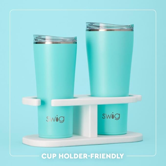 Swiglife 32oz Insulated Tumbler, Travel Coffee Tumbler with Lid, Cup Holder Friendly Travel Coffee Mug, Stainless Steel, 32 oz, Reusable Insulated Mug with Lid (High Tide)