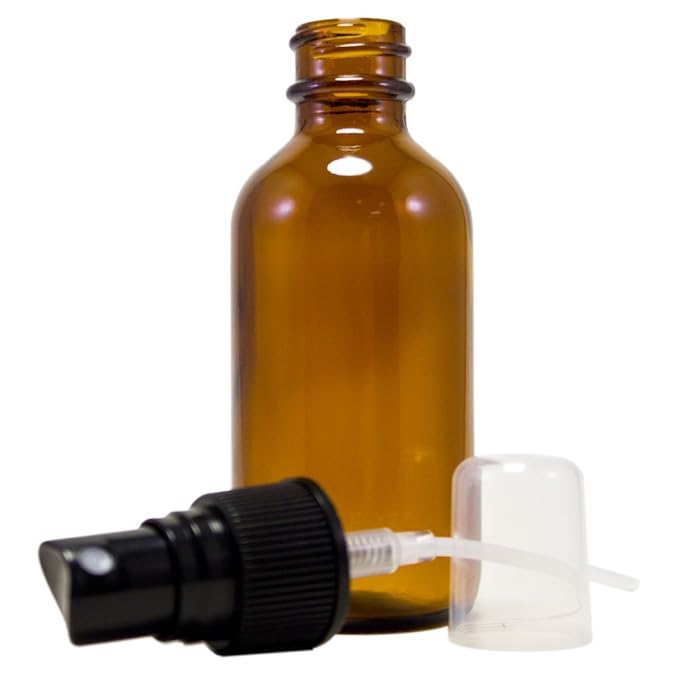 2 fl oz Amber Glass Bottle with Black Spray Cap (Single)