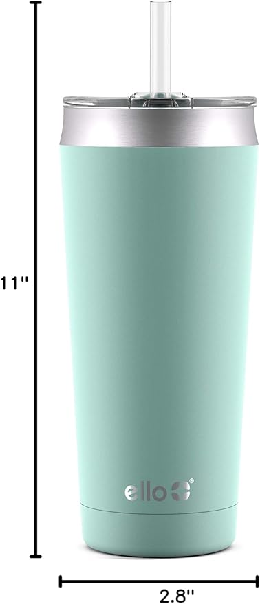 Ello Beacon Vacuum Insulated Stainless Steel Tumbler with Slider Lid and Optional Straw