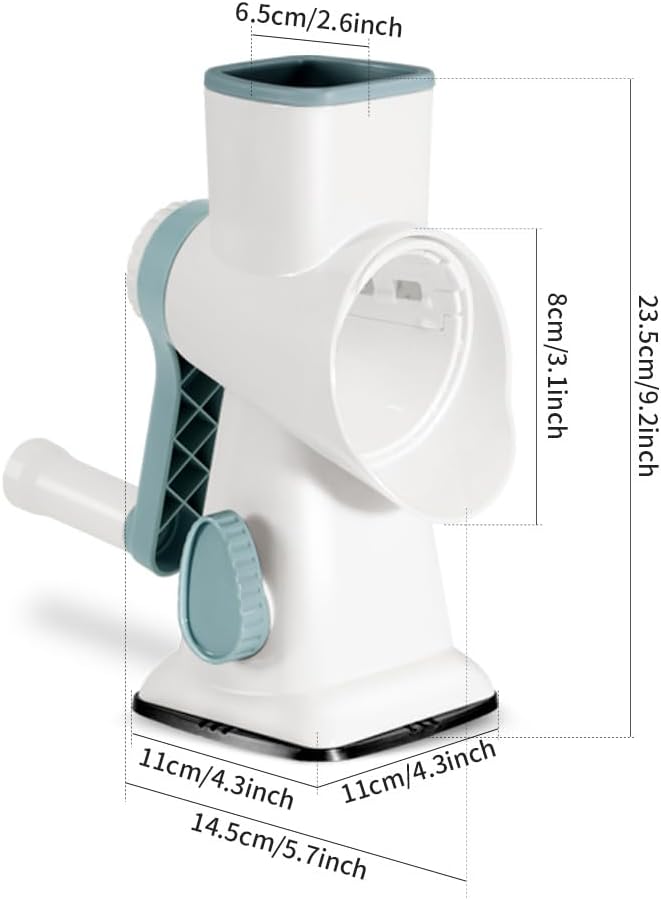 Rotary Ice Shaver with Handle Manual Hand Crank Snow Cone Maker Machine Qucik Shaved Ice Maker with Suction Feet, All Ice Cubes Fitted.Premium Portable Ice Crusher and Shaved Ice Machine.