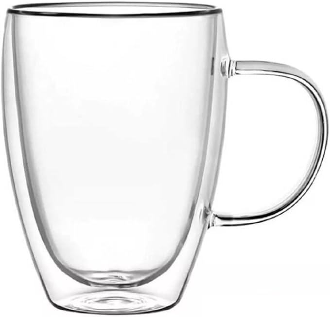 Set of 2 Double Wall Borosilicate Glass Mugs 12oz (360ml) – Insulated, Heat-Resistant, Dishwasher Safe Coffee and Tea Mug Set for Hot & Cold Beverages