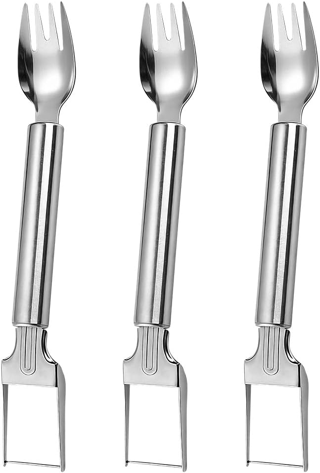 Watermelon Slicer, 2-in-1 Stainless Steel Fruit Cutter and fork,Summer Watermelon Cutter Slicer Tool, Portable Kitchen Gadget for Home Camping Picnics Parties (3)