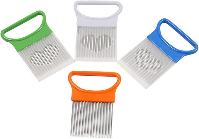 Stainless Steel Onion Holder Slicer, 2Pcs Tomato Lemon Potato Vegetable Holder Slicer Cutter Tool for Kitchen Worker Slicing
