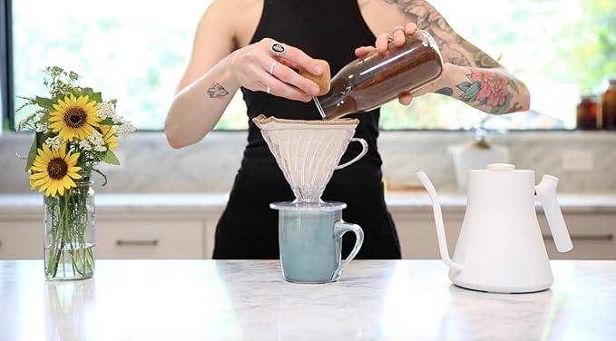 CoffeeSock Reusable Coffee Filters - Made to Fit Hario v60 03 Large (2 Filters) - Organic Natural Cotton Coffee Filters Made in the USA - Ultra-Durable Set - Eco-Friendly Compostable Cloth