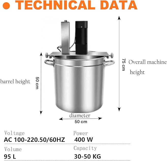 Automatic Pot Stirrer Mixer,Stainless Steel Electric Food Mixer,Stirring Speed Adjustable,4 Blade Stirring Scraper,for Restaurant Food Factory Home Cooking,90L