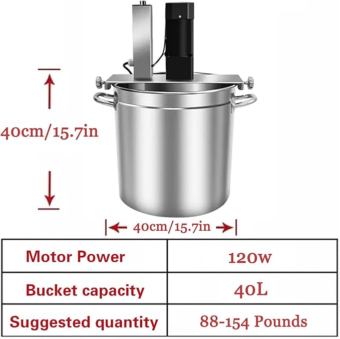 Automatic Food Mixer,Commercial Electric Stirrer,Stainless Steel Pot Stirrer For Cooking Agitator Chocolate Paste Heat Mixing Machine Food Mixer Pot Seasoning Bottom Soup Sauce Stirrer(40L)