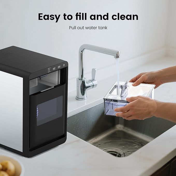 Nugget Ice Makers Countertop, 44Lbs/24H Crushed Ice Maker & Chewable Pellet Ice Machine with Ice Scoop, Pellet Ice Makers with Removable Basket,Sonic Countertop Ice Machine for Home/Kitchen/Office