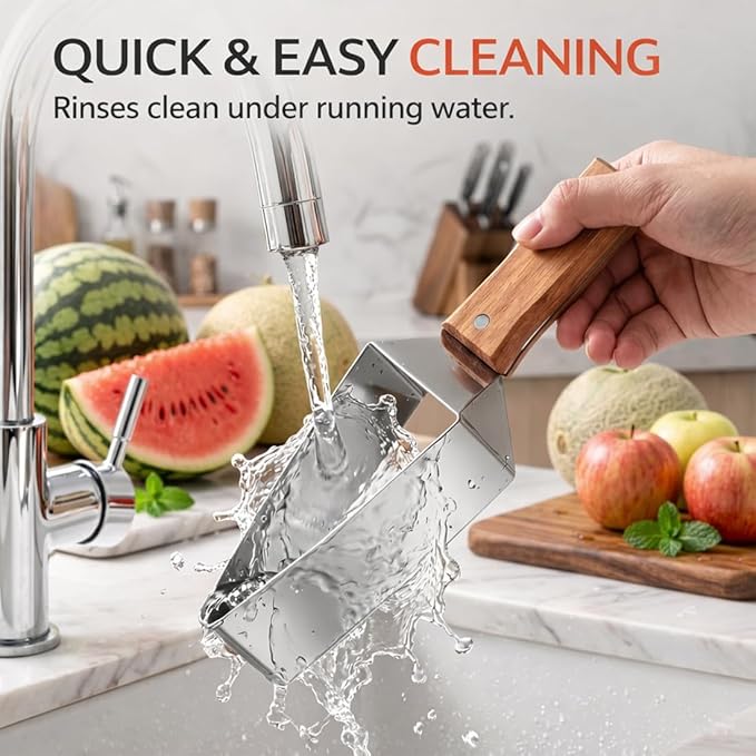 2026 Stainless Steel Watermelon Slicer, Triangle Watermelon Cutter, Stainless Steel with Wooden Handle for A Wide Variety Watermelon, Cantaloupe, Honeydew,and More (1PC)