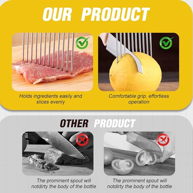 Onion Holder for Slicing, 2025 New Lemon Slicer Onion Cutter, Vegetable Cutter for Onion, Potato, Tomato, Kitchen Chopper Slicing Assistant Tool for Slicing Fruit Lemon and Meat (2pcs)
