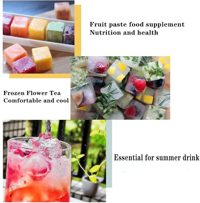 TAO CICADA Ice Cube Tray, 3 Pack Silicone Ice Cube Molds, Ice Cube Trays, Silicone Ice Trays, Easier to Release, BPA Free for Alcohol/Coffee/Beverages (Blue, Green, Rose red)