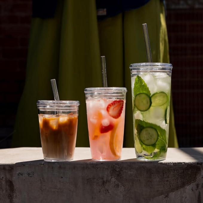 KeepCup Cold Cup - Clear Plastic, Reusable Ice Coffee Tumbler with Lid and Straw - Tall 12oz (340ml)