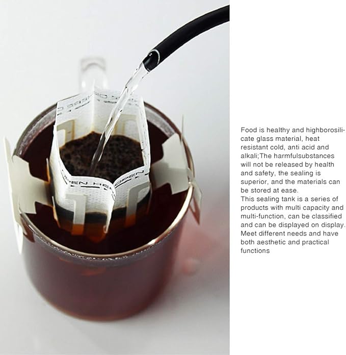 100Pcs Portable Coffee Filter Paper Hanging Ear Drip Coffee Bag Single Serve Disposable Drip Coffee Filter Perfect for Travel, Camping, Home, Office