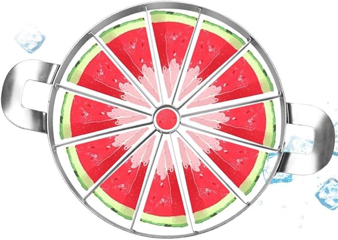 Heavy Duty Watermelon Slicer Full Body Stainless Steel Fruit Cutter Kitchen Utensils Gadget diameter 9.8 in ,Can Cut A Watermelon Into 12 Slices