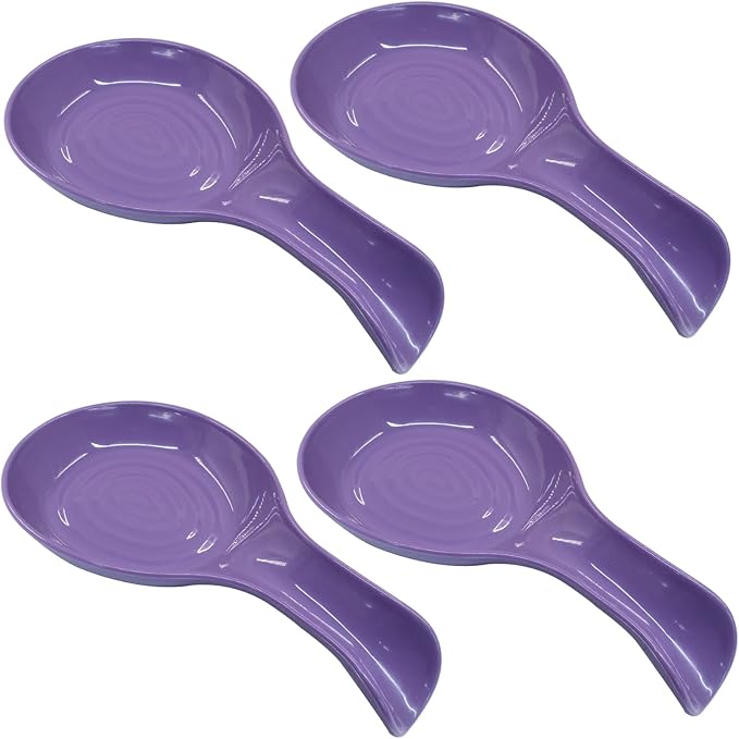 Purple Plastic Spoon Rest Set, Serving Spoon holder for Stove Top, Kitchen Utensil Rack for Tongs, Spatulas(4Pcs)