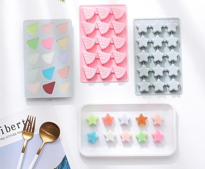 Cute Ice Cube Trays Silicone Chocolate Mold Wax Melt Molds Easy Release Ice Trays Non-Stick Chocolate Soap Pudding Jello Ice Cube Tray (Watermelon)