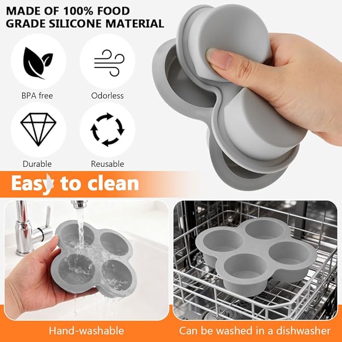 2 Pack Silicone Egg Bite Molds with 1 Spatula & 1 Brush, 4 Cups Silicone Air Fryer Baking Pan Non-Stick for Egg Bites, Cupcake, Tart, Frittata, Quiche, Muffins, Cornbread
