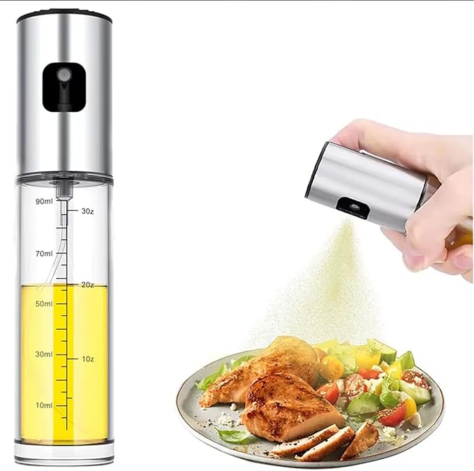 DUTHINGS Oil Sprayer for Cooking – Glass Oil Dispenser Bottle with Stainless Steel Top, Olive Oil Sprayer, Cooking Oil Dispenser Set with Funnel, Brush & Cleaning Tool