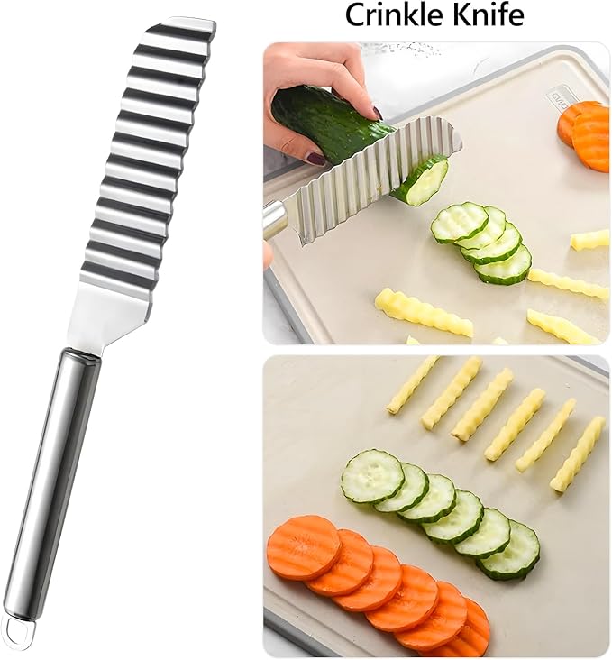 5 Pcs Stainless Steel Fruit Carving Knife Set, Kitchen Fruit Carving Knife, Watermelon and Ice Cream Scoop, 2-in-1 Dig Pulp Separator Fruit Peeling Tool, Crinkle Knife and Lemon Zester Grater
