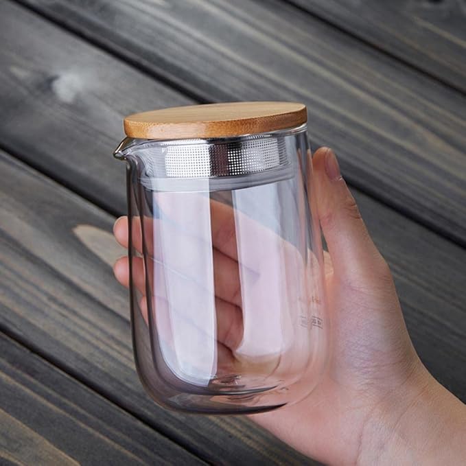 Sizikato Clear Glass Teapot, Double Wall Borosilicate Glass Teapot