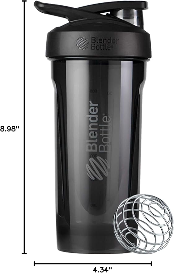 BlenderBottle Strada Tritan Shaker Bottle with Locking Lid, 28-Ounce, Black