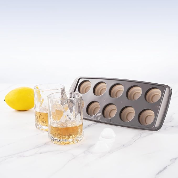 Round Ice Cube Trays for Freezer, 4PK Silicone Ice Cube Trays - BPA Free, Easy Release 10 Small Ice Ball Maker Mold for Drinks, Whiskey, Cocktail