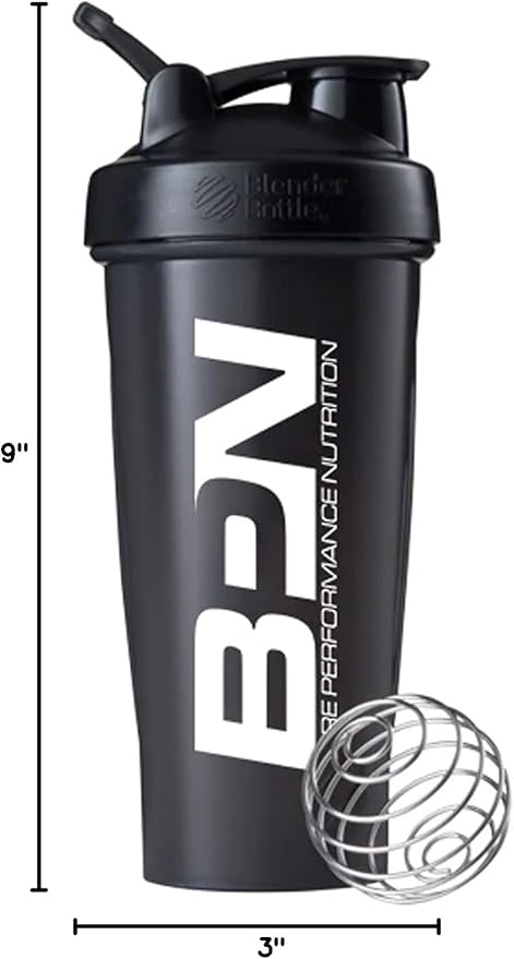 BARE PERFORMANCE NUTRITION Blender Bottle Shaker Bottle, 28 oz Shaker Bottle with Wire Whisk, Black