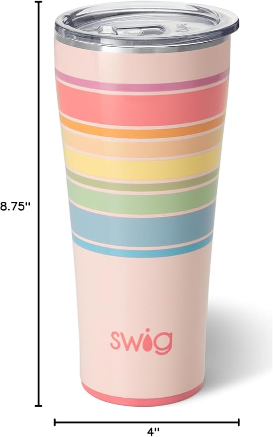 Swig Life 32oz Insulated Tumbler, Travel Coffee Tumbler with Lid, Cup Holder Friendly Travel Coffee Mug, Stainless Steel (Good Vibrations)