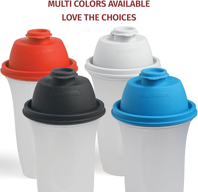 SIGNORA WARE Shaker Bottles | 17-Ounce Plastic Protein Shake Bottle for Meal Replacement Shakes & Smoothies, Beverages, Mixing Salad Dressing & Sauces, Margarita, & More
