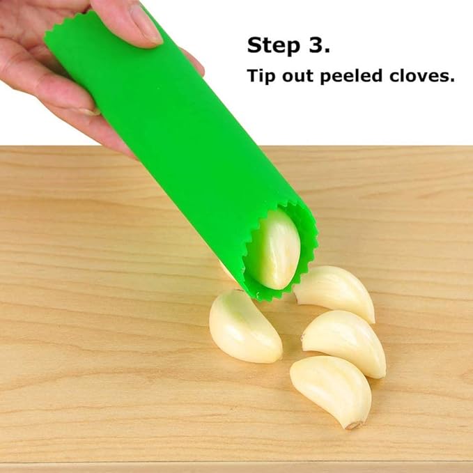 2 Set Silicone Garlic Peeler Easy Roller Tube Useful Garlic Odorfree Kitchen Tool (Black,Green)
