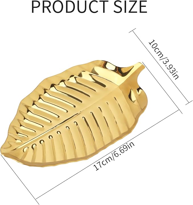 Gold Leaf Spoon Rest for Kitchen Counter and Stove Top, 6.7inch Stainless Steel Utensil Rack, Coffee Spoon Holder, Dessert and Jewelry Storage