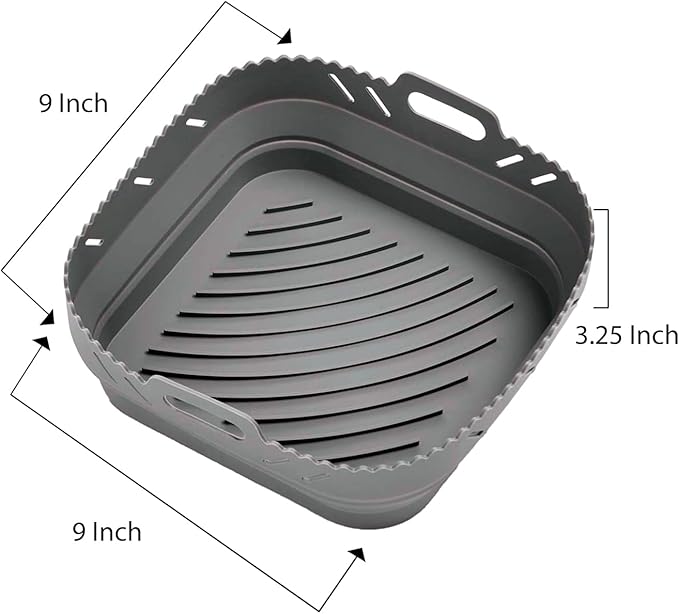HIC Kitchen Collapsible Square Air Fryer Liners, European-Grade Silicone, Set of 2, Fits 5 to 7-Quart Air Fryer Baskets