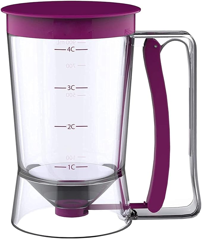 Pancake Cupcake Batter Dispenser for Waffles, Muffin Mix, Crepes, Cake Purple