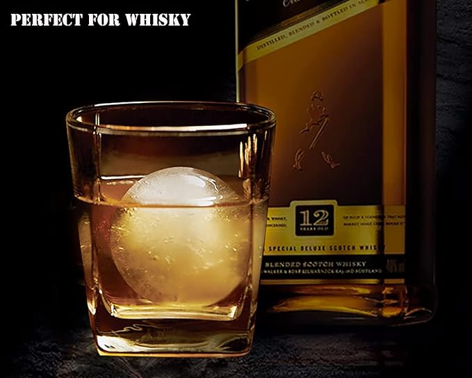 DAPOWER Ice Ball Maker Mold - Set of 4, Round Ice Cube Mold, 2.4 Inch Sphere Ice Cubes for Whiskey, Cocktails, Bourbon (4, Blue)