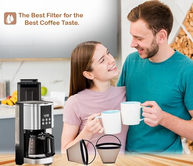 2pcs Reusable #4 Cone Coffee Filter Basket for Ninja and Cuisinart Coffee Makers Coffee Accessories - 2 Pack Permanent Replacement for Ninja and Cuisinart Coffee Brewers